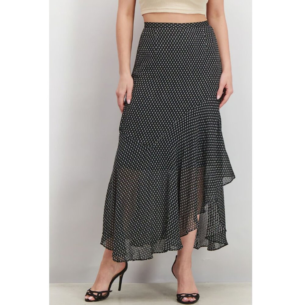 NWT Avec Les Filles Women's Black and White Basic Textured modest Maxi Skirt 0